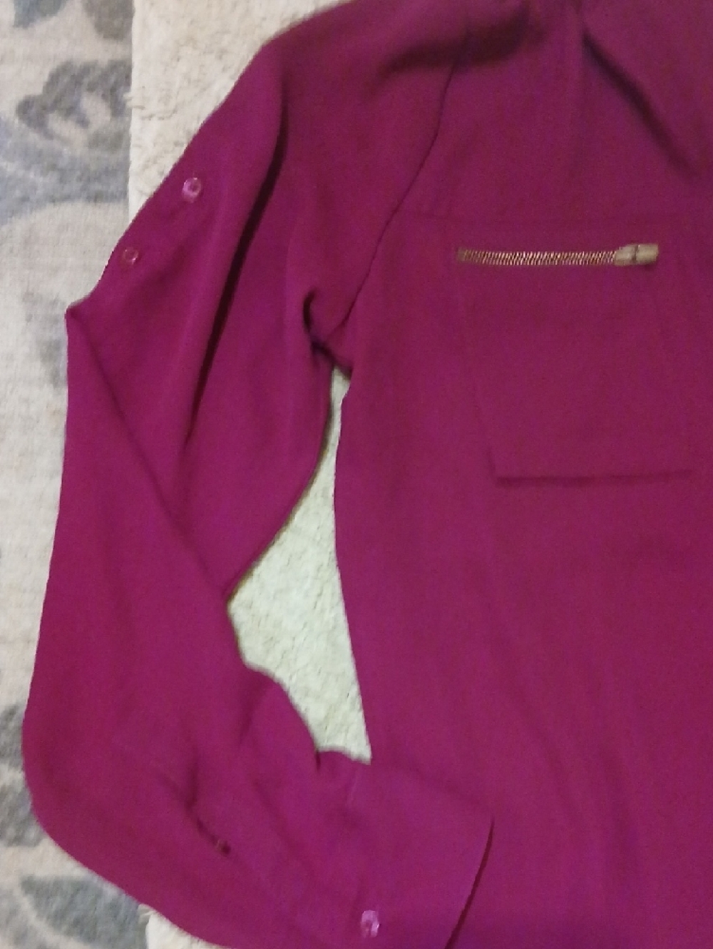 Express Deep Fuchsia Button-Up Blouse - Picture 5 of 7